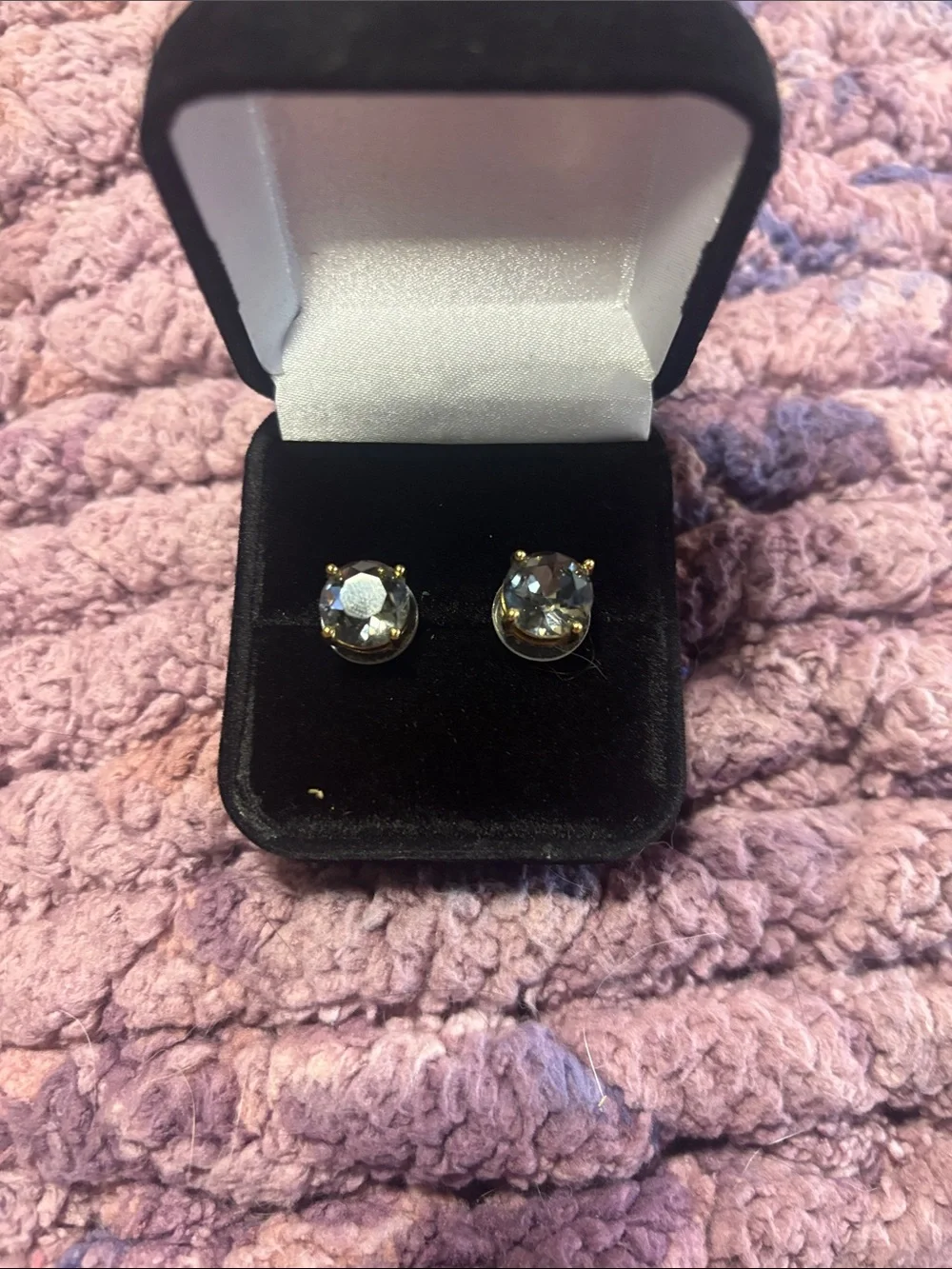 kate spade Gold-Tone Stud Earrings with Smoky Crystal